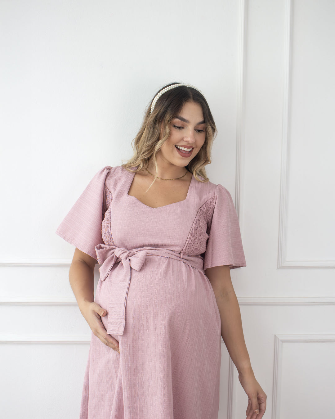 Vestidos Maternos Vestido Rosa Palo Para Embarazadas Vestido